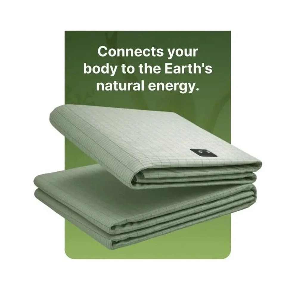 Grounding Sheet Fitted Cal King Size, Cotton Natural Silver Fiber, 72 x 83 x13
